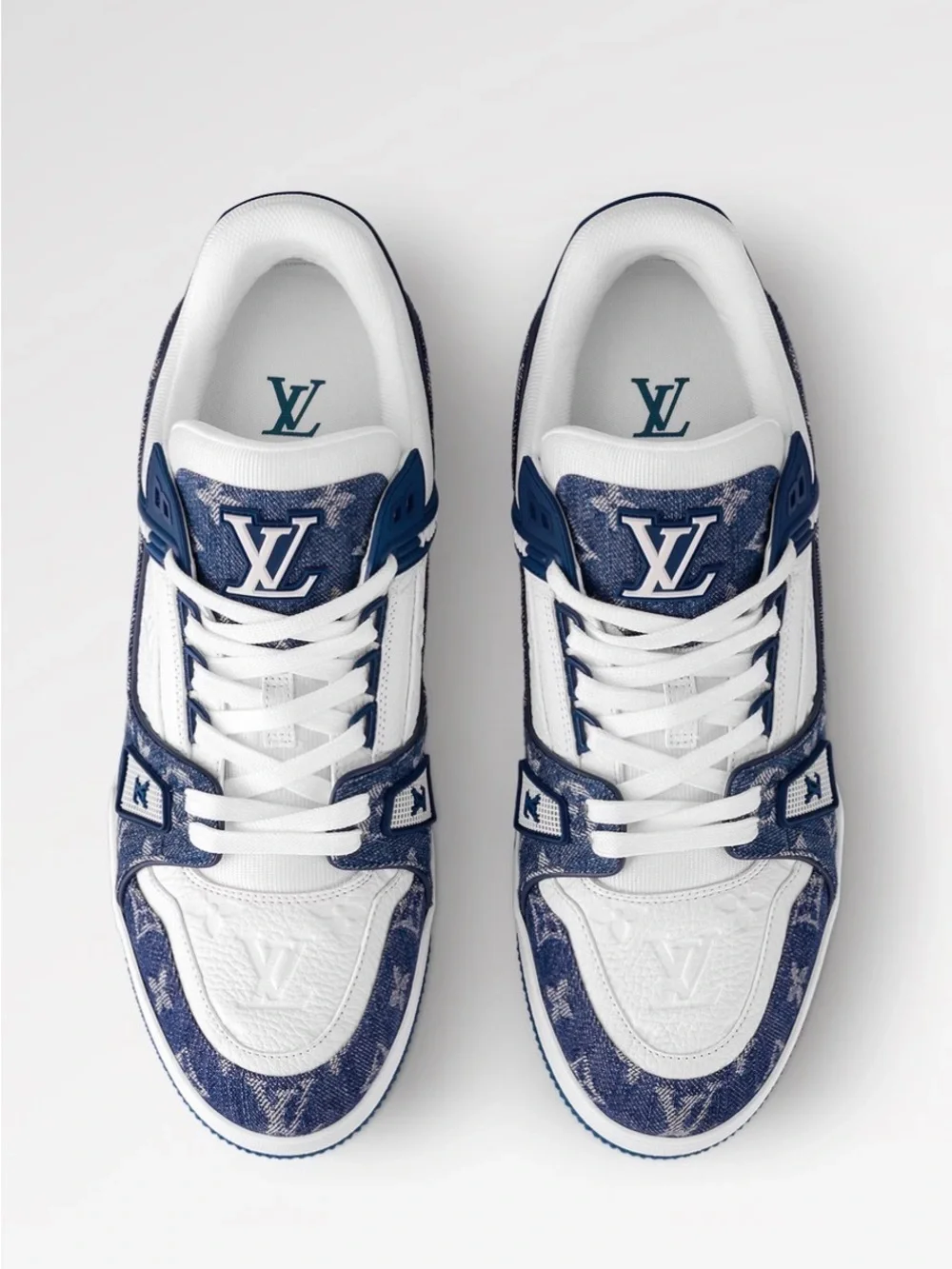 Louis Vuitton Kids Navy Blue and White Monogram Low-Top Sneaker